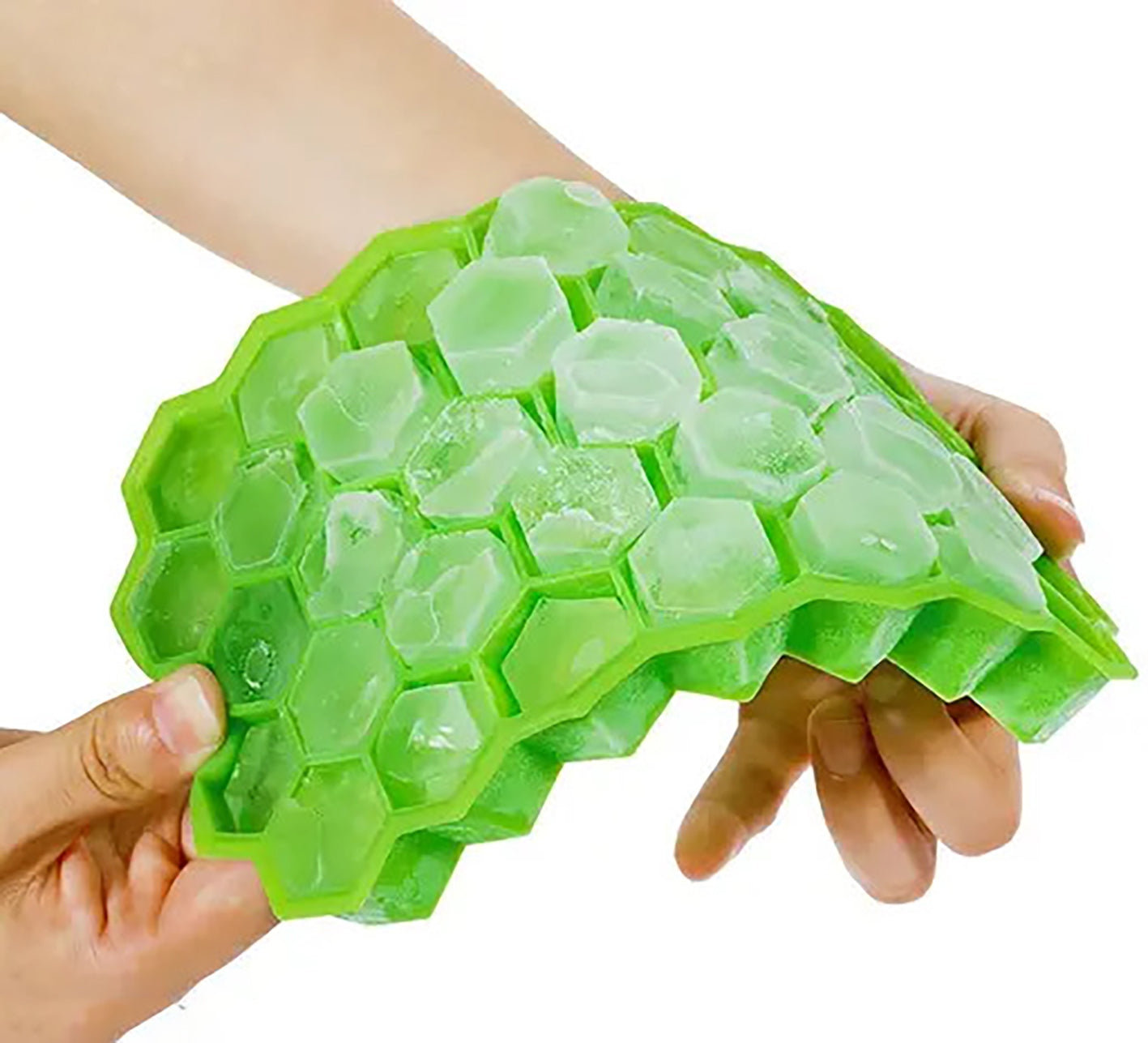 Honey Shape IceCube Mould Tray for Freezer Silicone Multifunctional Ice Trays for Flexible 37 Cavity Small Sphere Ice Cube Multicolor Tray for Chocolate Home Kitchen Items Set of 2 (Blue and green)