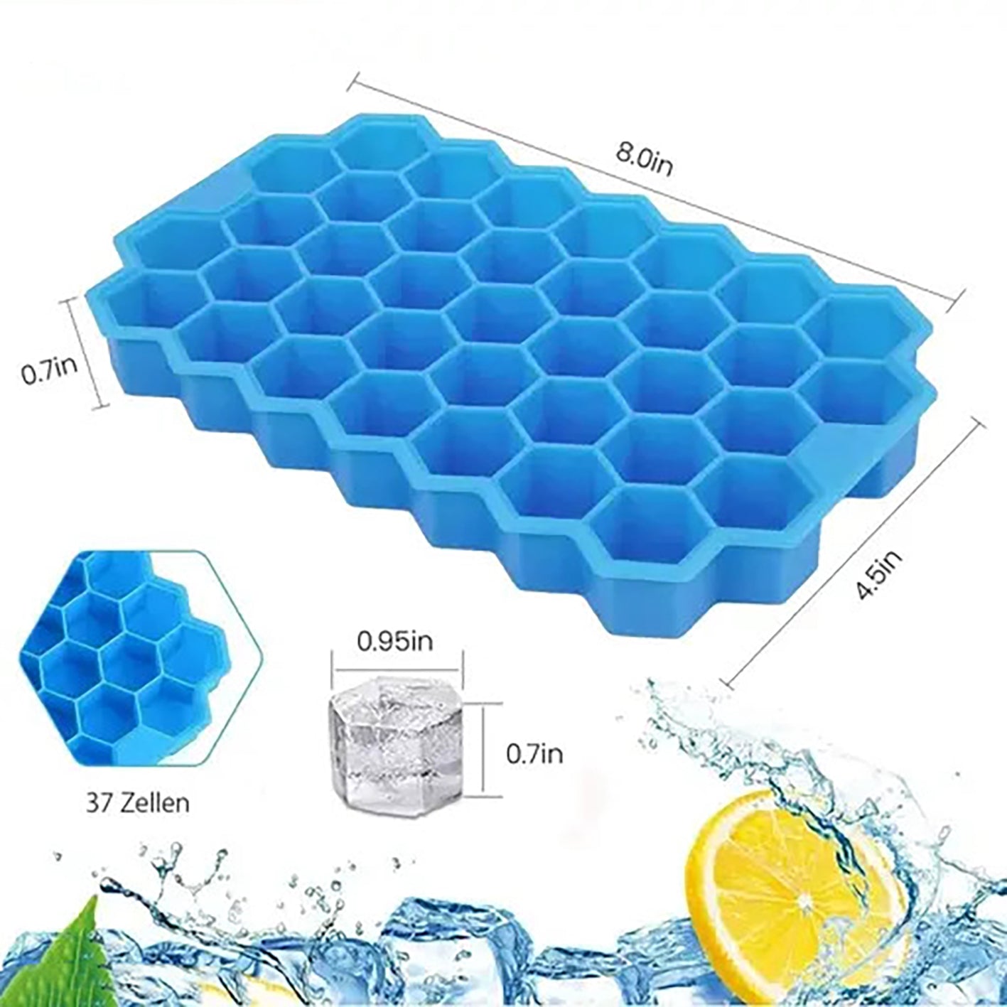 Honey Shape IceCube Mould Tray for Freezer Silicone Multifunctional Ice Trays for Flexible 37 Cavity Small Sphere Ice Cube Multicolor Tray for Chocolate Home Kitchen Items Set of 2 (Blue and green)