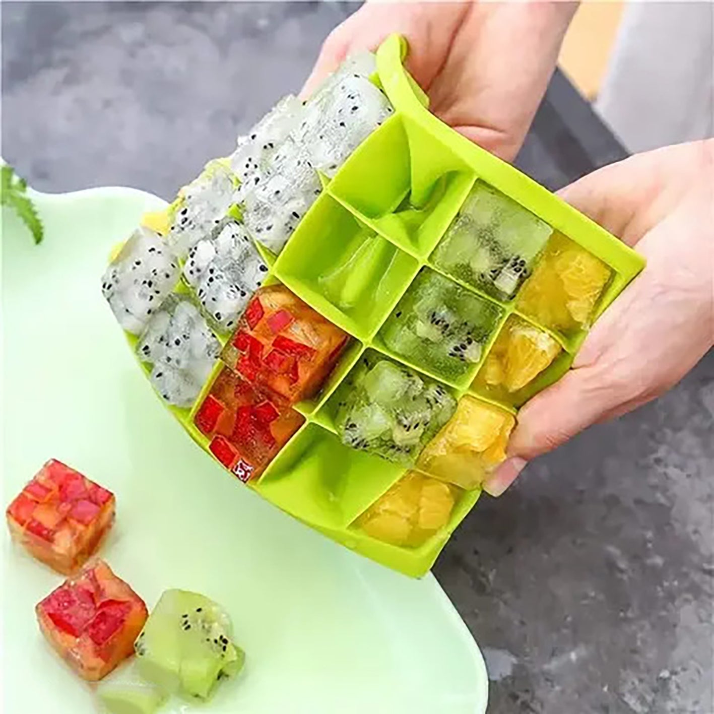 Ice Cube Tray Flexible Silicone Create Square Ice Cube Mold Makes Whiskey Ice Ball Maker 24 Section Ice Tiny Cube Trays (Pack of 2)