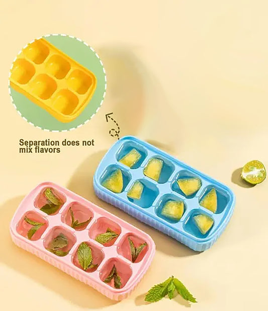 Awesome 2 Pack Silicone.. Ice Cube.. Trays with lid, Flexible 8-Ice Trays BPA Free, for Cake Chocolate Mould Kitchen Baking Tools, , Cocktail, Stackable Flexible Safe Ice Cube.. Molds (Pack of 2) Multicolor