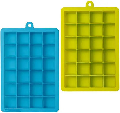 Ice Cube Tray Flexible Silicone Create Square Ice Cube Mold Makes Whiskey Ice Ball Maker 24 Section Ice Tiny Cube Trays (Pack of 2)
