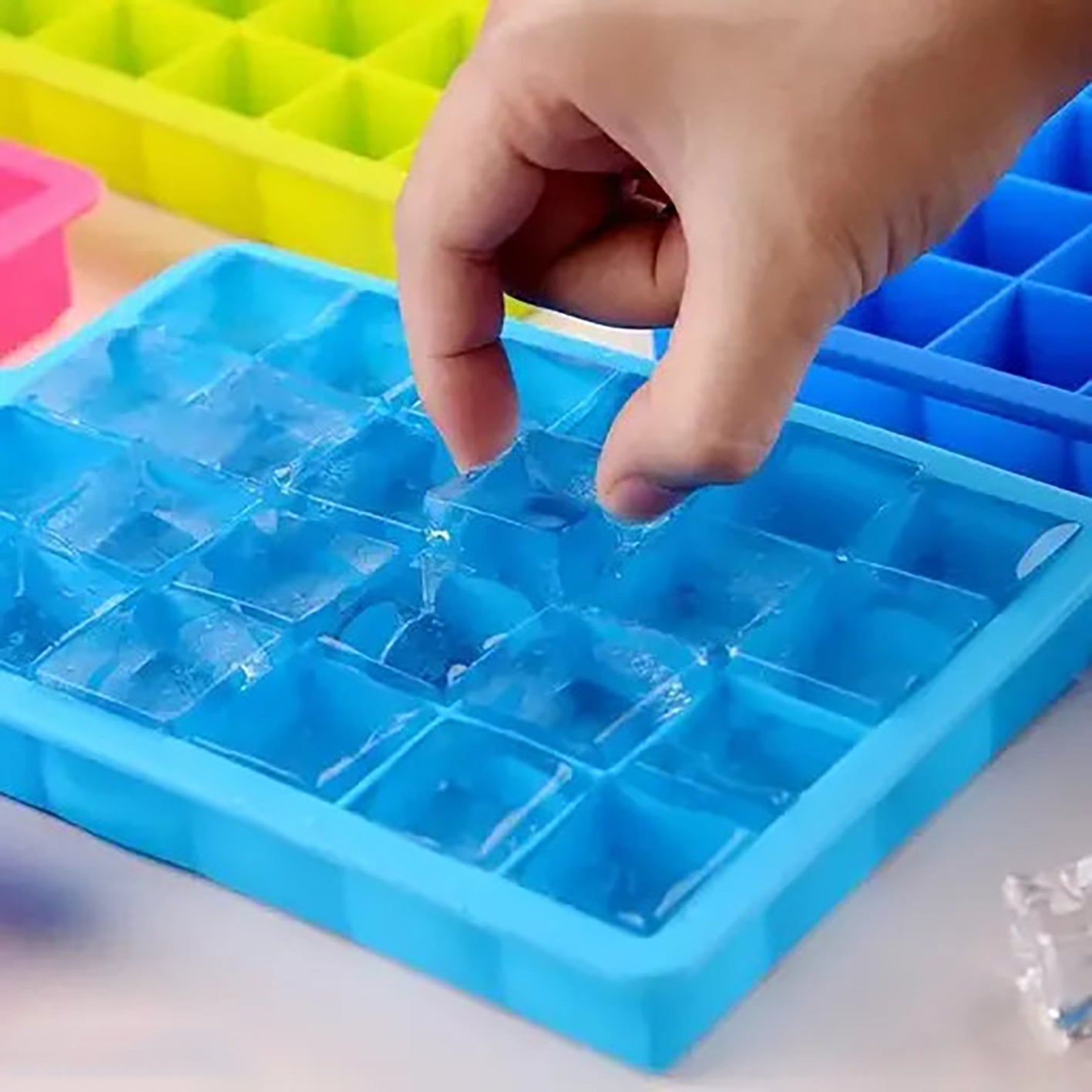 Ice Cube Tray Flexible Silicone Create Square Ice Cube Mold Makes Whiskey Ice Ball Maker 24 Section Ice Tiny Cube Trays (Pack of 2)